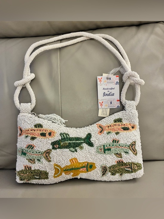 T.J.Maxx Handbags - ✨ Handcrafted In India Fish Beaded Bag w/ fisherman knot straps & bag charm NWT